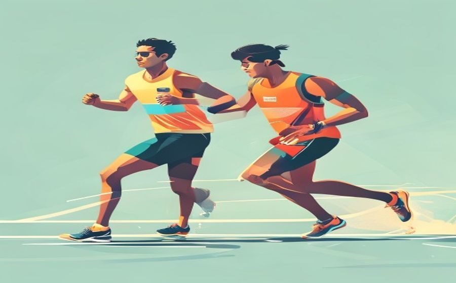马拉松跑者佩戴肌电贴片